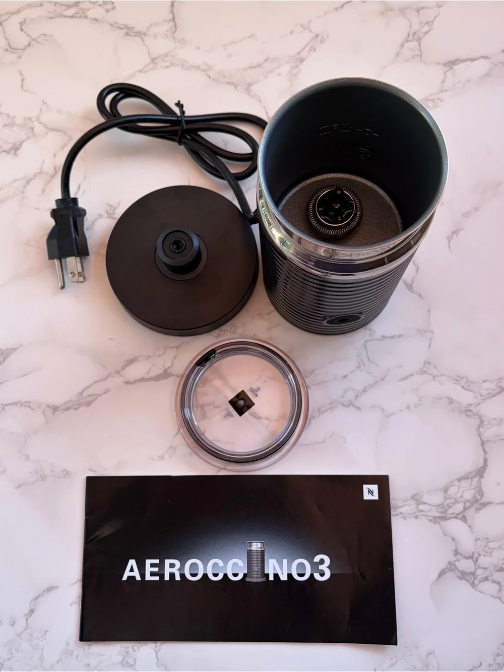 Nespresso Black & Silver Aeroccino Milk Frother